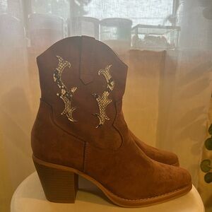 Brown Western Ankle Boots